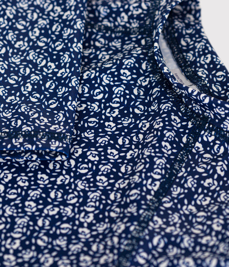 T-shirt anti-uv bambina blu/bianco