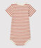 Body bebè con scollo serafino in cotone biologico a righe beige MONTELIMAR/ OMBRIE