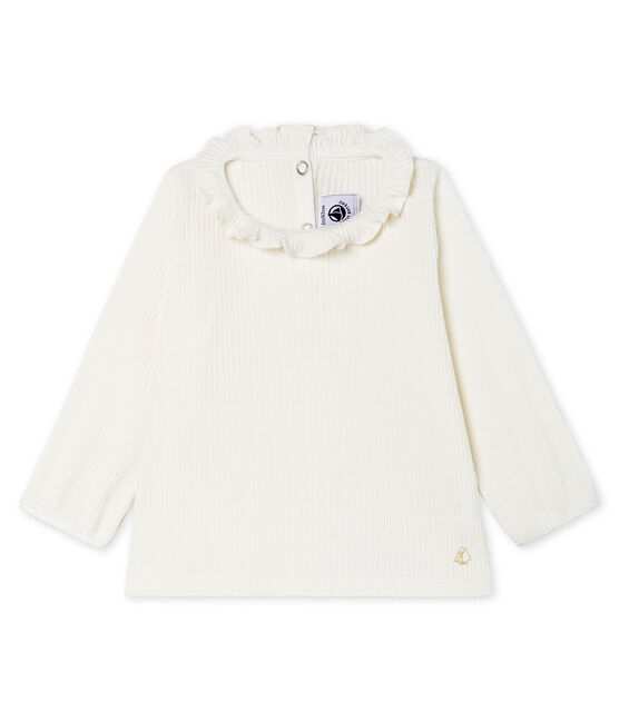 Blusa a manica lunga bebè femmina a tinta unita bianco MARSHMALLOW CN