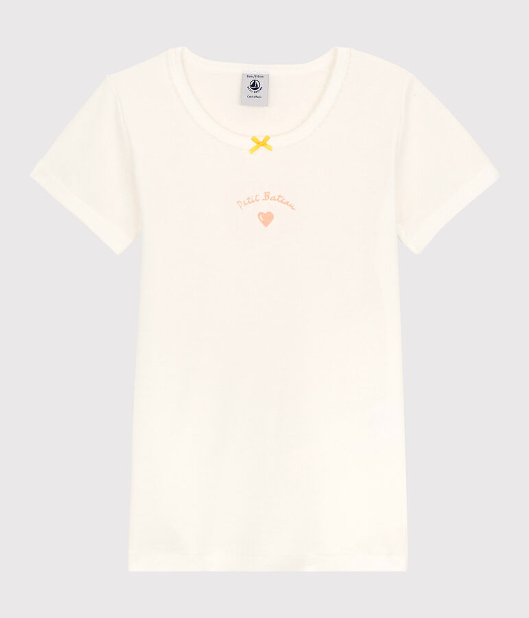 Confezione da 2 t-shirt bambina maniche corte a cuori in cotone multicolore