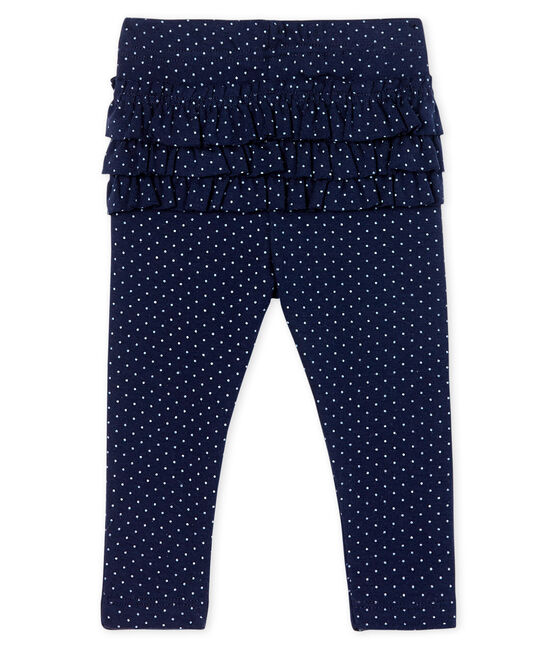 Leggings stampati da bebè femmina con balze blu SMOKING/bianco MARSHMALLOW CN