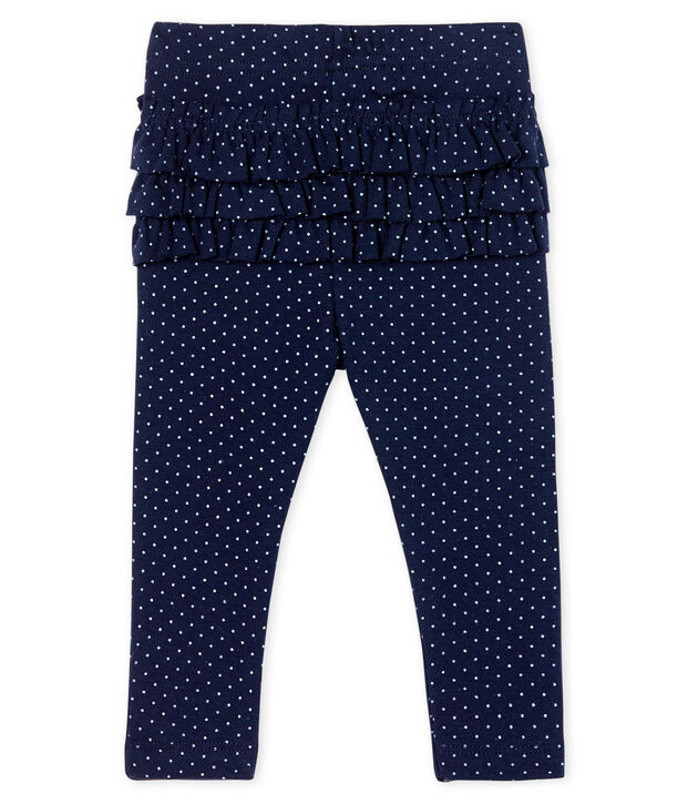 Leggings stampati da beb&egrave; femmina con balze blu/bianco