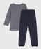 Pigiama bambino unisex in ciniglia blu SMOKING/bianco MARSHMALLOW