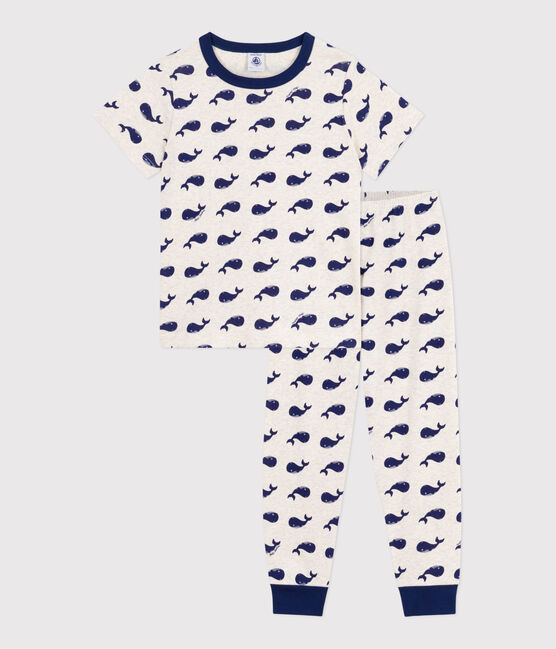 Pigiama a maniche corte e gamba lunga in cotone con stampa bambino beige MONTELIMAR/blu MEDIEVAL