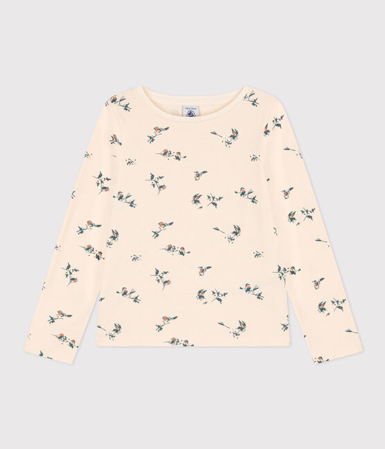 T-shirt a maniche lunghe in cotone a fiori bambina bianco AVALANCHE/ MULTICO