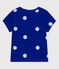 T-shirt a maniche corte in cotone-lino bambina blu SURF/bianco MARSHMALLOW