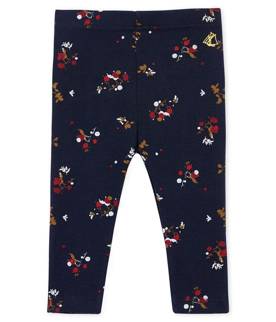 Leggings stampato per bebé femmina blu SMOKING/bianco MULTICO