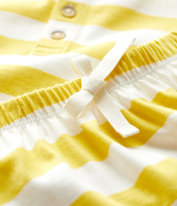 Completo 2 pezzi a righe beb&egrave; in jersey giallo/bianco