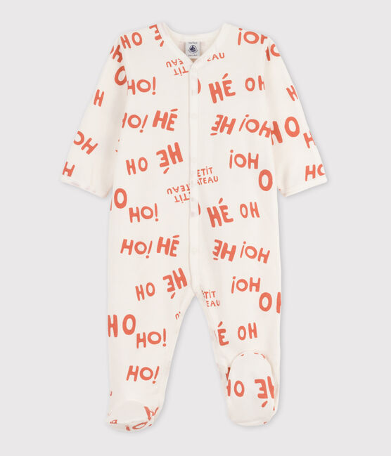 Tutina pigiama felpata per neonati bianco MARSHMALLOW/ BRANDY