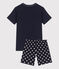 Pigiama corto bambino  in cotone a stelle blu SMOKING/bianco MARSHMALLOW