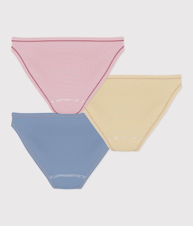 Set di slip in cotone a righe donna multicolore