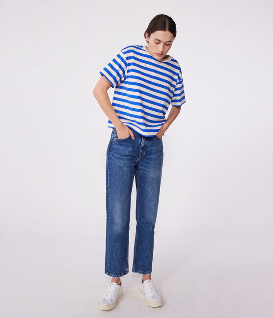T-shirt Le Boxy in cotone a righe donna bianco AVALANCHE/ MULTICO