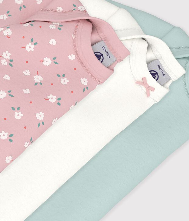 Set di body a maniche lunghe in cotone con stampa a fiori neonata multicolore