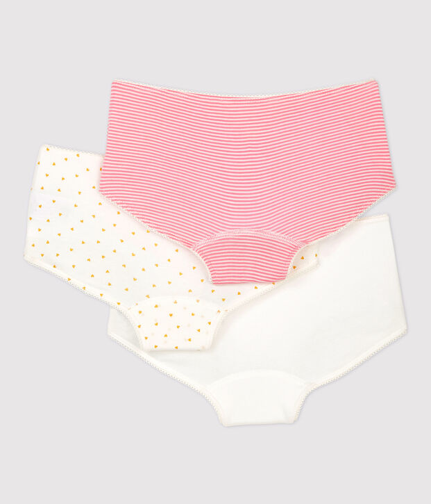 Confezione da 3 mutandine bambina fantasia a cuori in cotone multicolore
