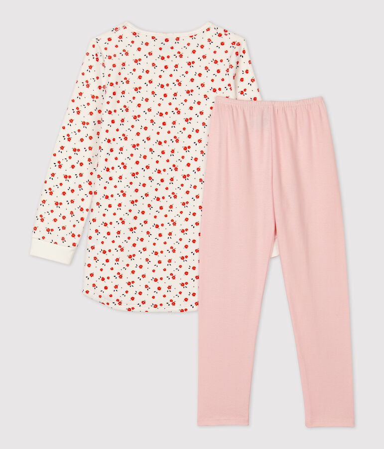 Camicia da notte bambina a fiori in cotone bianco/multicolore