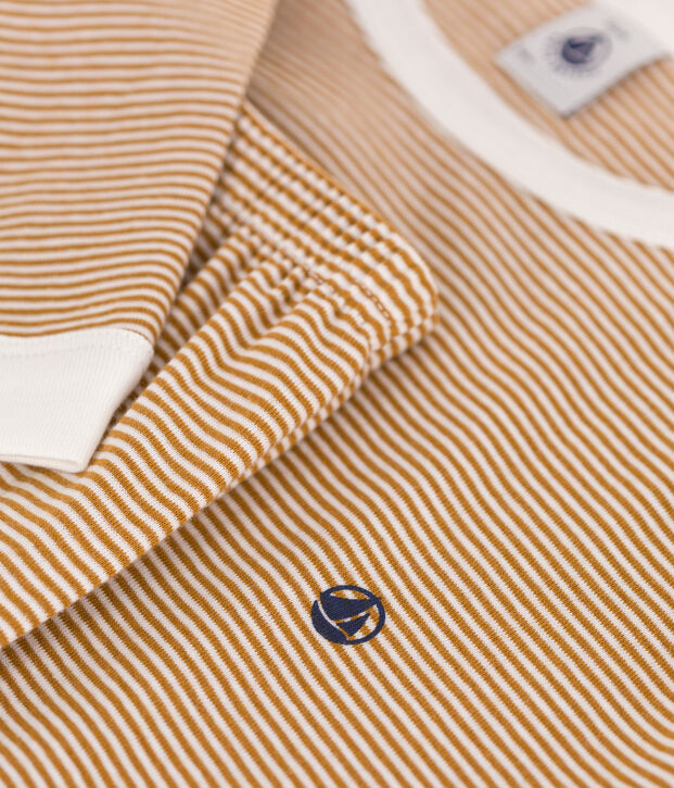 Pigiama in cotone a righe junior marrone/bianco