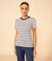 T-shirt L'ICONIQUE girocollo in cotone Donna bianco MARSHMALLOW/blu SMOKING