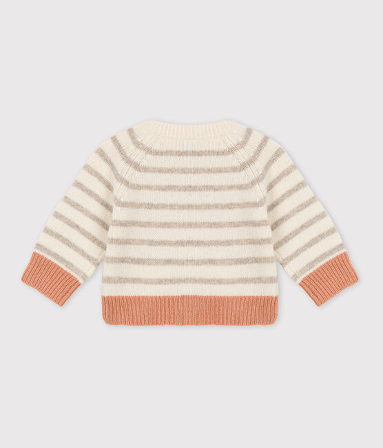 Cardigan bebè in maglia di lana a righe bianco MARSHMALLOW/bianco MULTICO