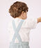 Salopette corta in cotone a righe neonato bianco MARSHMALLOW/blu BRUT