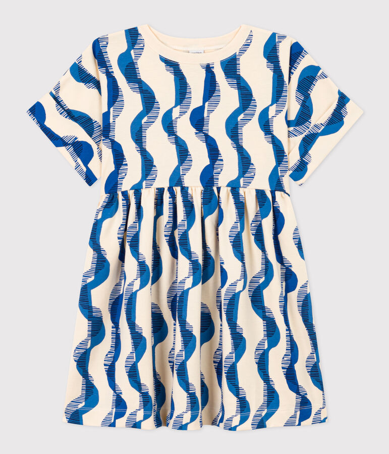 Abito a maniche corte fantasia in cotone bambina bianco AVALANCHE/ MULTICO