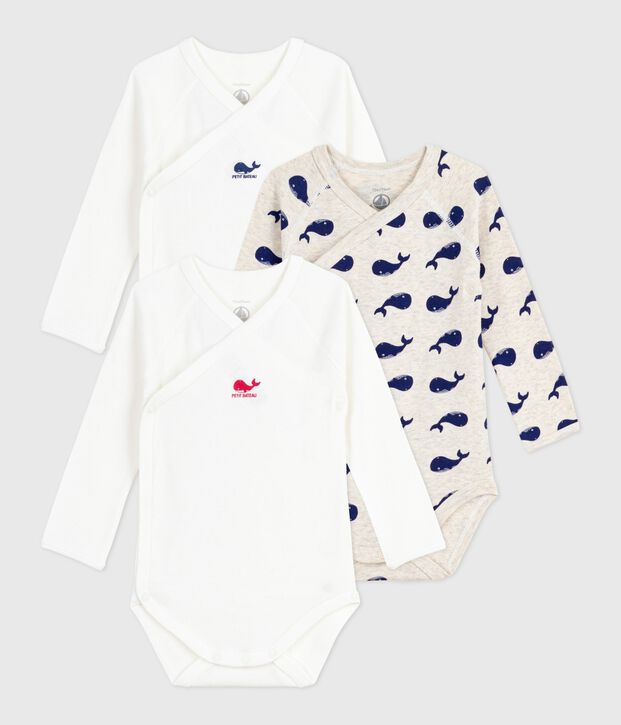 Set di body incrociati a maniche lunghe in cotone fantasia neonato multicolore