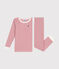 Pigiama aderente in cotone a righe bambino rosa ROSEWOOD/ MARSHMALLOW