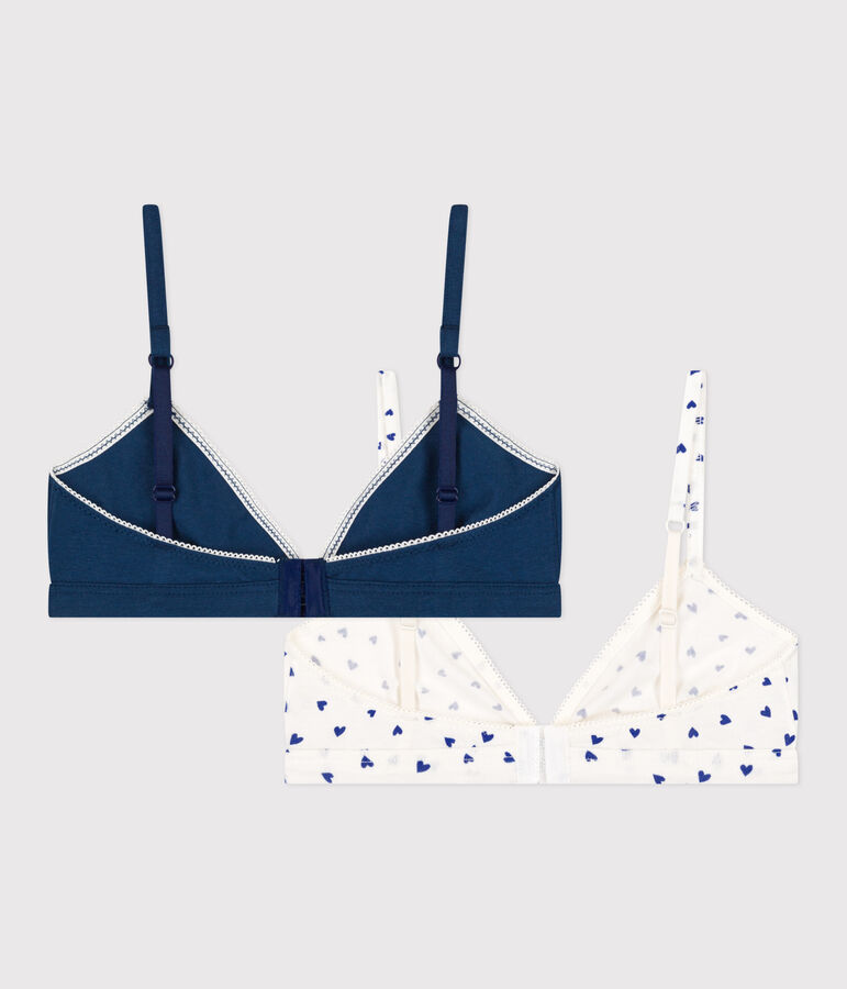Confezione di 2 reggiseni ragazza in cotone ed elastam motivo cuore multicolore