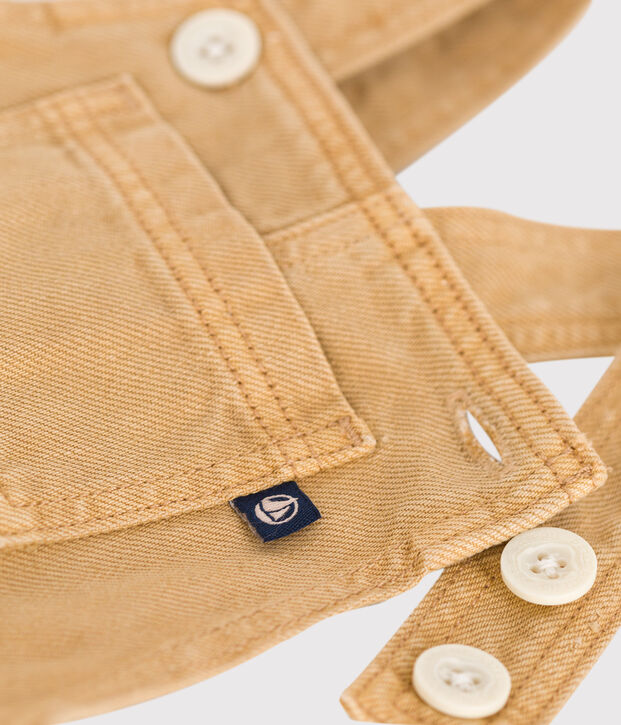 Salopette lunga in denim colorato neonato beige