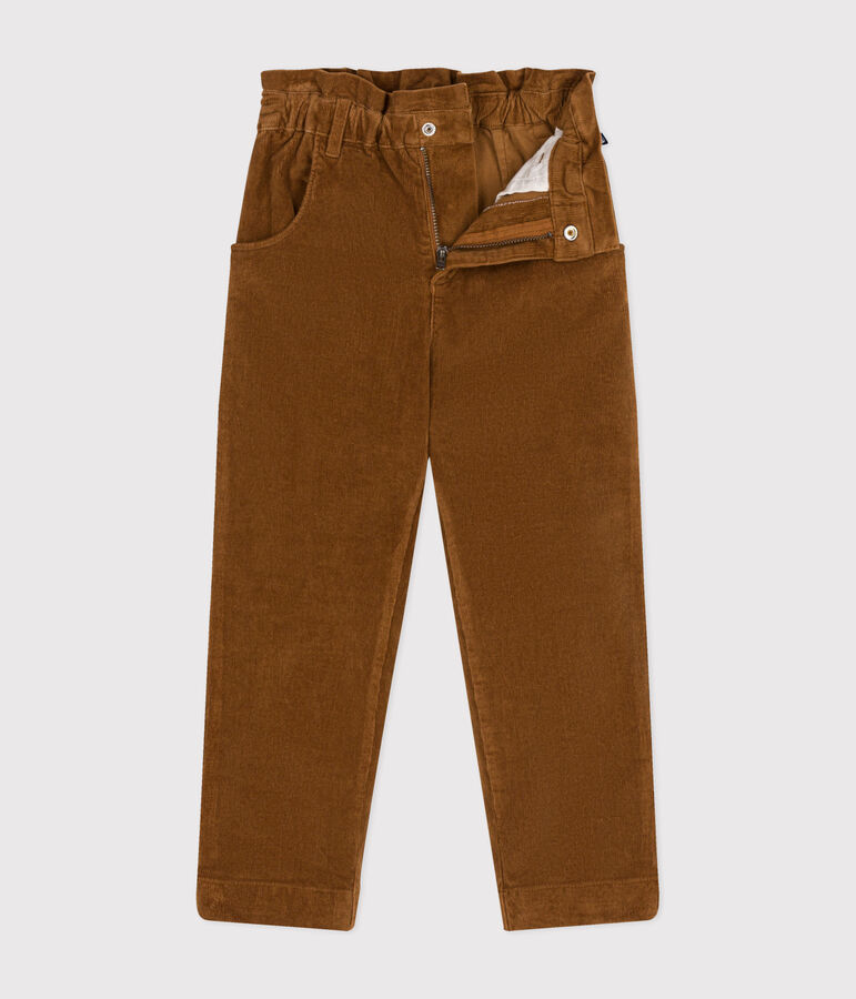 Pantaloni in velluto bambina marrone CUIVRE