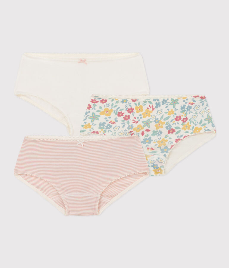 Confezione da 3 shorty bambina in cotone a fiori variante 1
