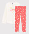 Pigiama a stelle bambina in cotone bianco MARSHMALLOW/rosa PEACHY