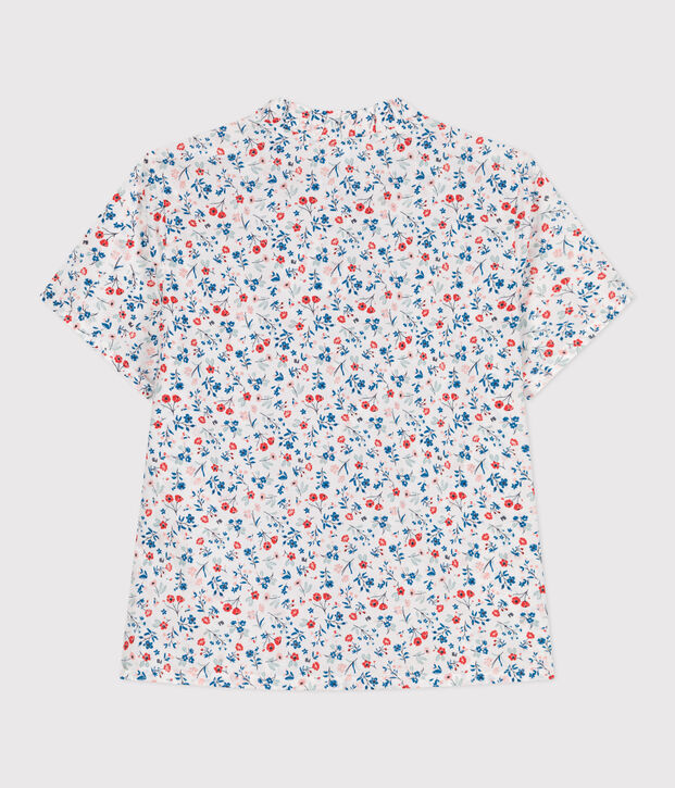 Blusa a maniche corte in cotone a fiori bambina bianco/multicolore