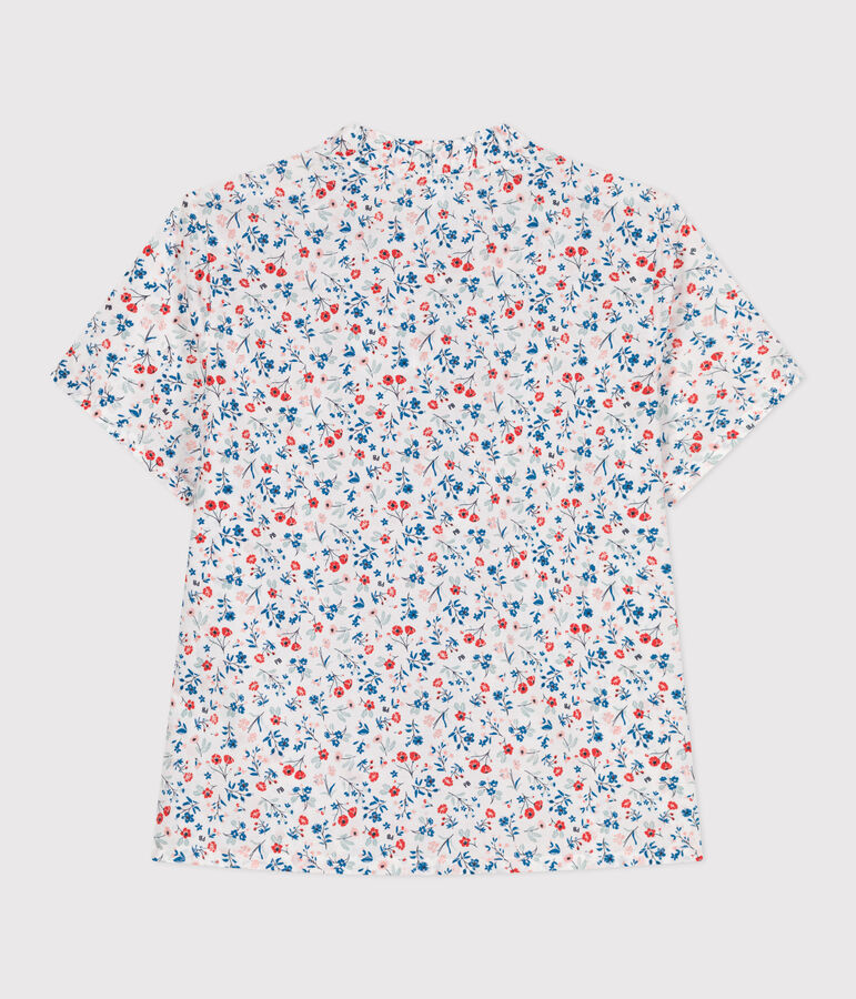 Blusa a maniche corte in cotone a fiori bambina bianco/multicolore