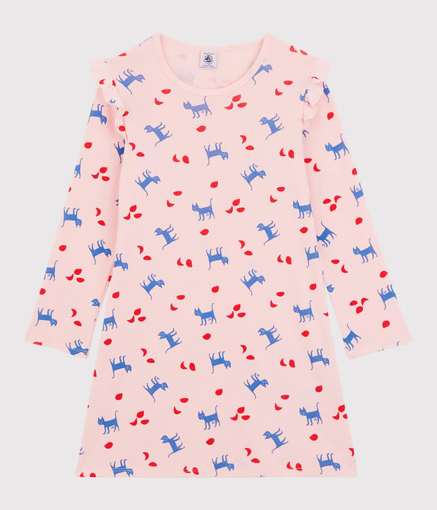 Camicia da notte a manica lunga con motivo gatti rosa/multicolore