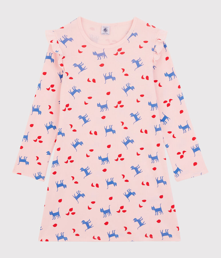 Camicia da notte a manica lunga con motivo gatti rosa/multicolore
