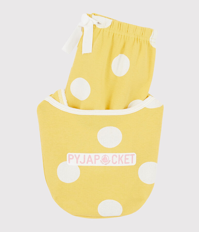 Pigiama bambino corto a pois a costine giallo/bianco