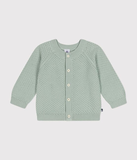 Cardigan in tricot di cotone bebè verde HERBIER