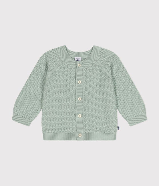 Cardigan in tricot di cotone bebè verde HERBIER