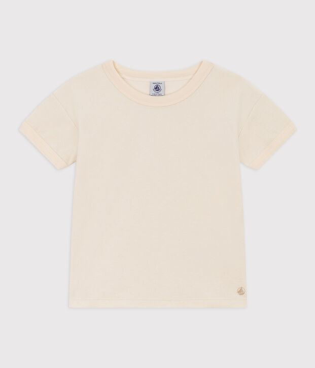 T-shirt bambino unisex in spugna bouclette ecru