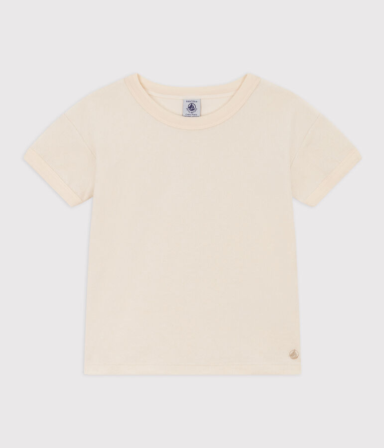 T-shirt bambino unisex in spugna bouclette ecru