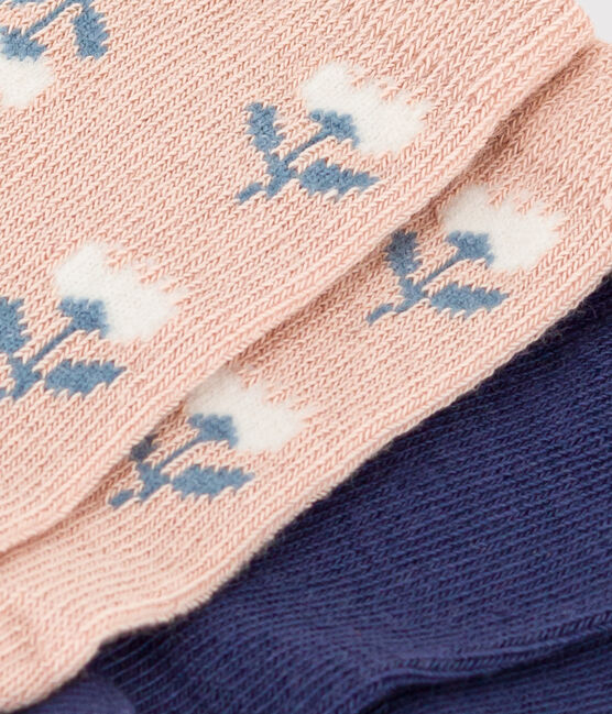 Set di 2 paia di calzini bebè in jersey di cotone a fiori variante 1