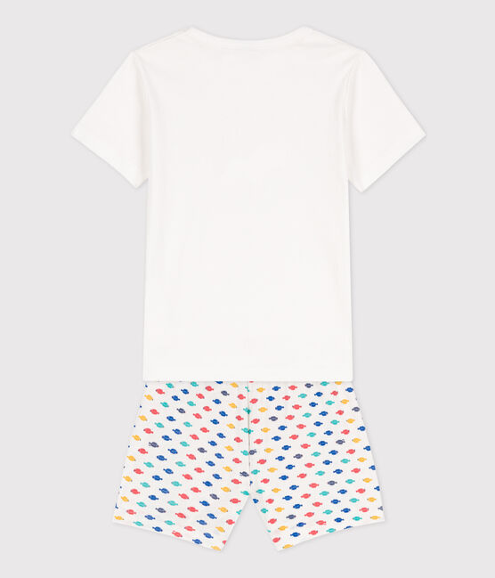 Pigiama corto animali marini in cotone bambino  bianco MARSHMALLOW/bianco MULTICO