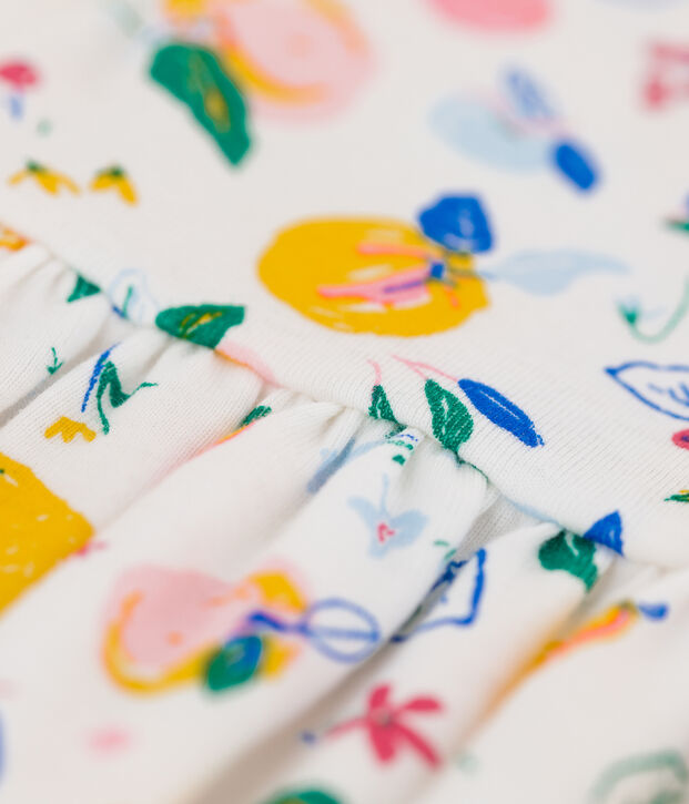 Abito in cotone beb&egrave; bianco/multicolore