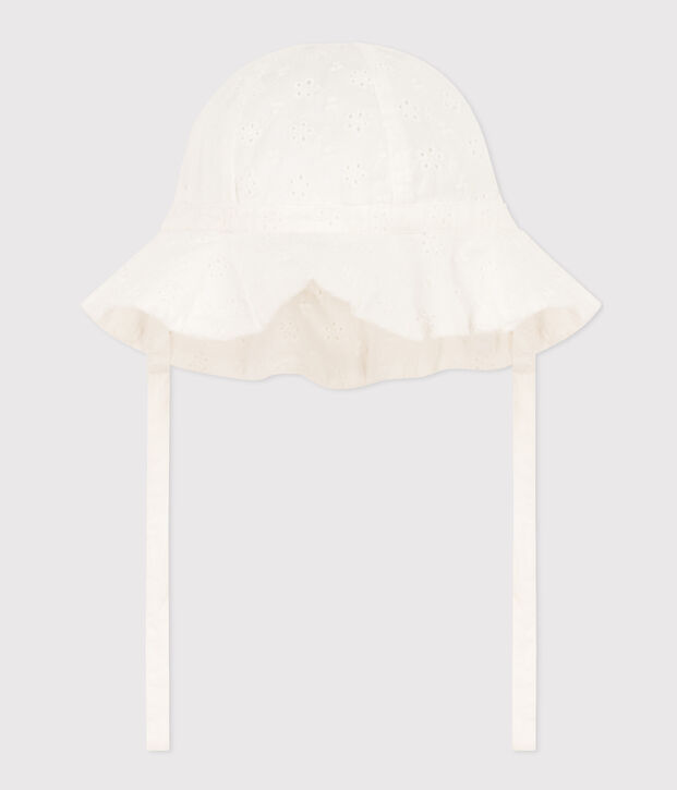 Cappellino in sangallo beb&egrave; bianco