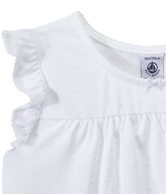 Pigiama corto bambina in cotone sottile bianco ECUME