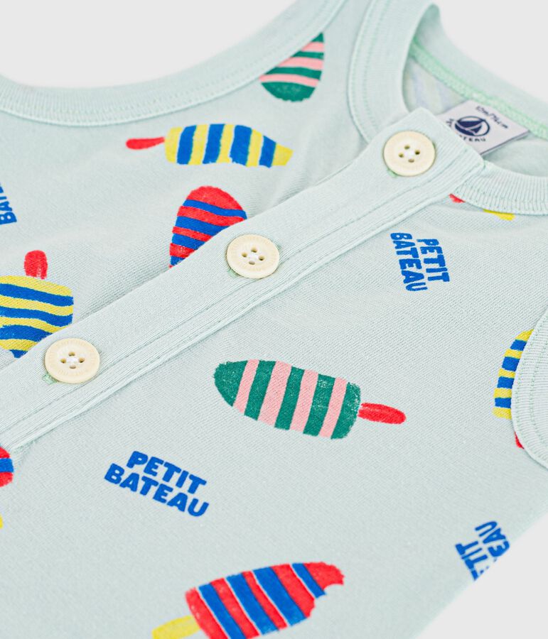 Tuta corta in cotone con gelati stampati neonato blu/multicolore