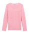 tee-shirt donna maniche lunghe in lana e cotone rosa CHEEK/bianco MARSHMALLOW