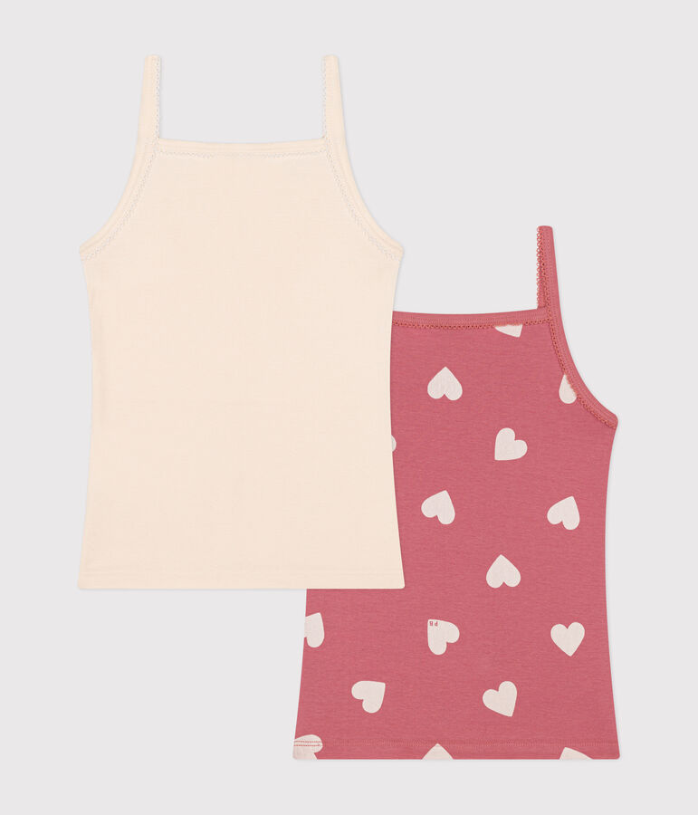 Set di 2 canottiere con spalline sottili in cotone a cuori bambino multicolore