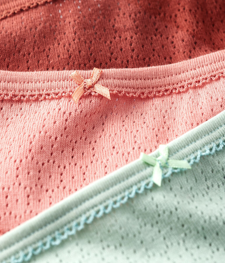 Confezione da 3 slip a tinta unita bambina traforati in cotone multicolore
