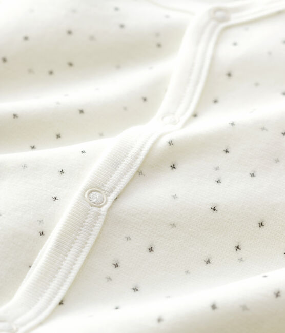 Tutina bebè in velluto di cotone biologico bianco MARSHMALLOW/bianco MULTICO
